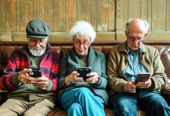 elderly individuals-using smartphones tablets communication
